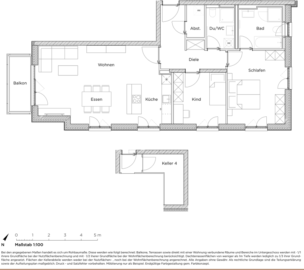 Grundriss für Haus 1,Wohnung 4 - 0